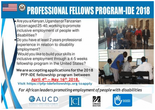 US Government Professional Fellows Program 2022 for Disability Rights Professionals in East African Countries