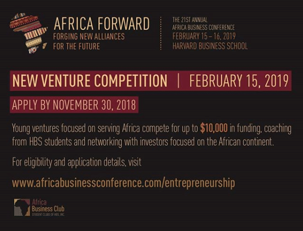 Harvard Business School Africa Business Club (HBSABC) New Venture Competition 2022 for Early Stage African Startups ($10,000 Cash Prize)