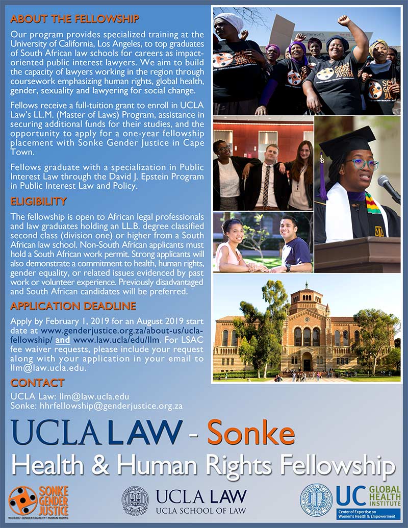 UCLA Law – Sonke Health & Human Rights Fellowship 2022 for South African Graduate Students