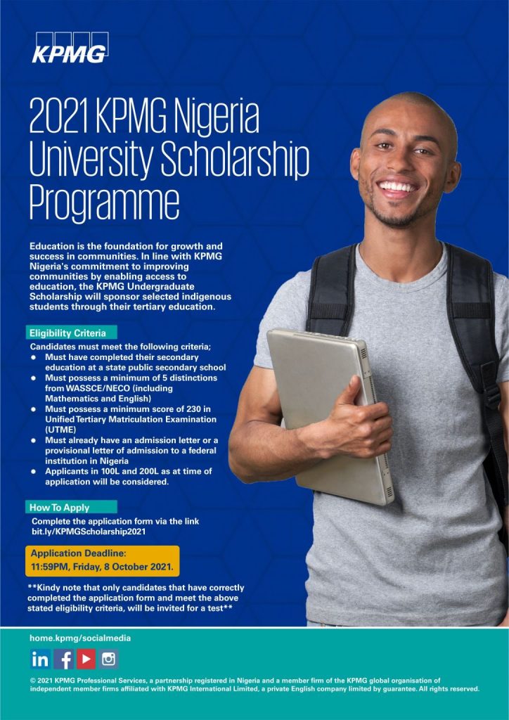 KPMG Nigeria University Scholarship Program 2021 for Young Nigerians