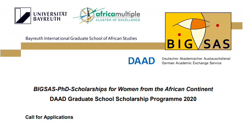 Bayreuth BIGSAS PhD Scholarships 2022 for African Women Scholars – Germany