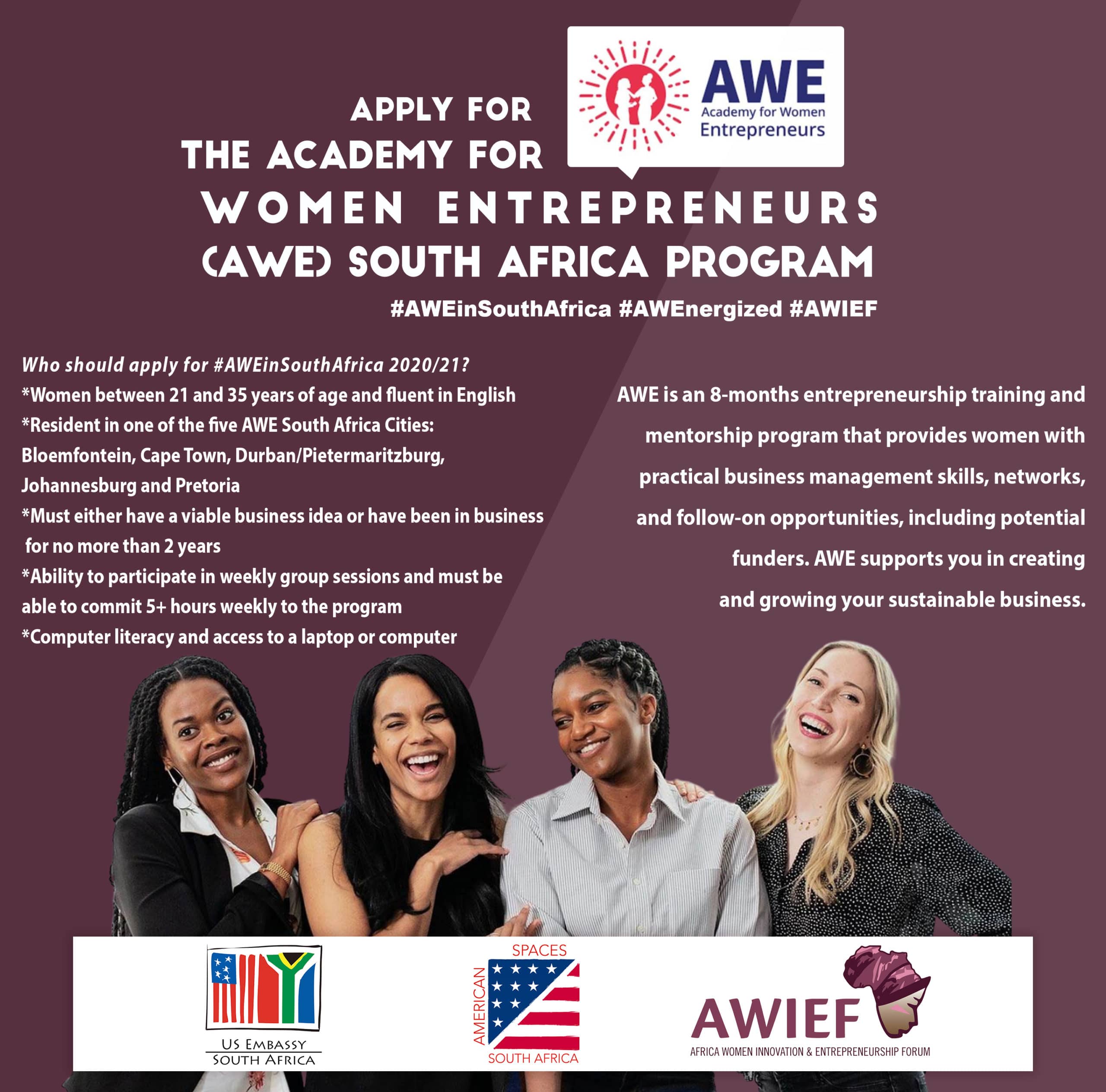 US Embassy/AWIEF Academy for Women Entrepreneurs (AWE) South Africa Program 2022