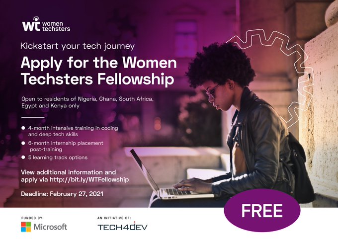 DEADLINE EXTENDED: Women Techsters Fellowship Program 2023 for African Women