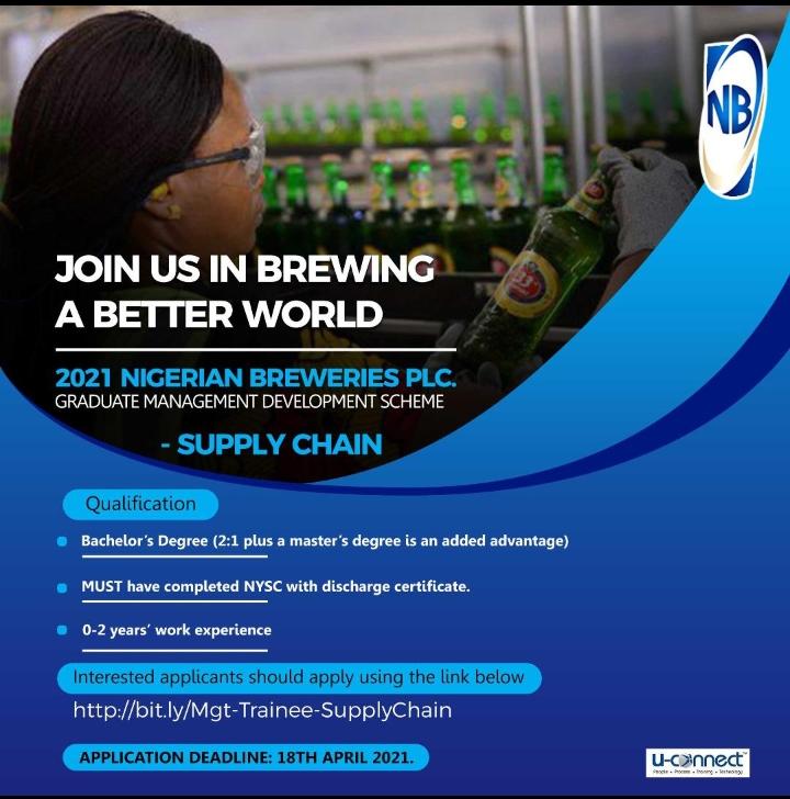 Nigerian Breweries Graduate Management Development Scheme 2022 for Graduate Nigerians