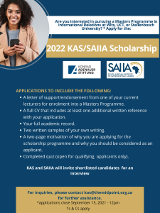 KAS-SAIIA Scholarship 2023 for African Masters Students