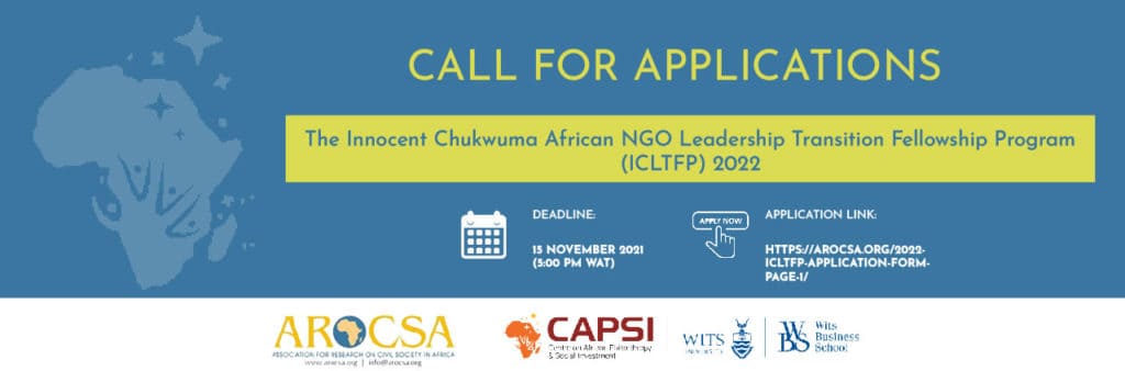 Innocent Chukwuma African NGO Leadership Transition Fellowship Program (ICLTFP) 2022 for NGO Founders