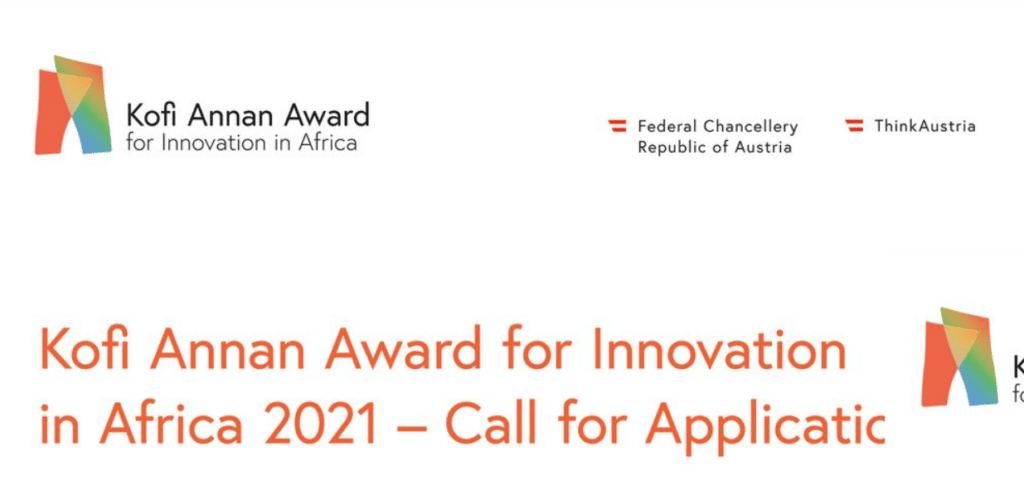 Kofi Annan Award for Innovation in Africa 2021 for African Entrepreneurs (EUR 250,000 Grants)
