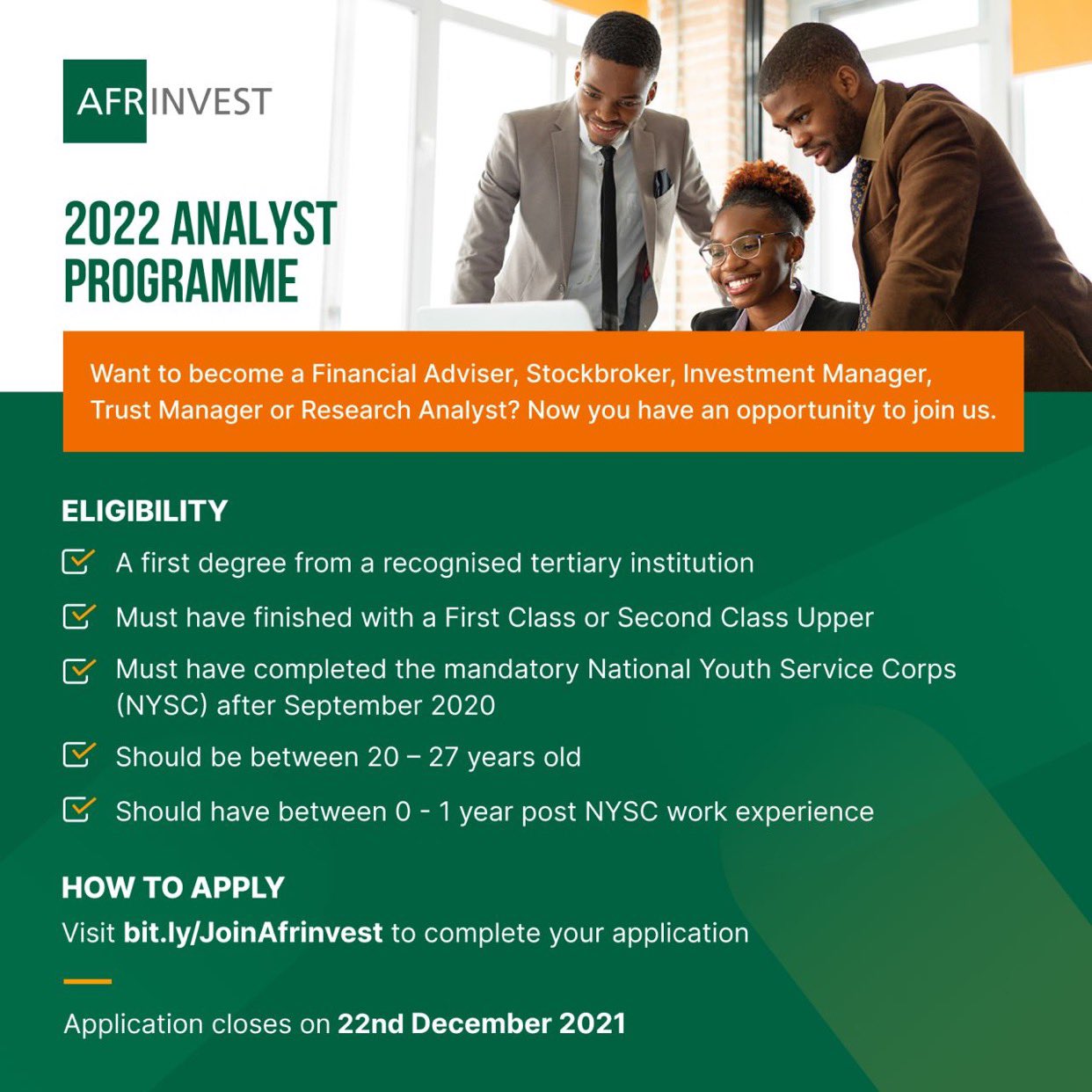 Afrinvest Analyst Programme 2022 for Graduate Nigerians