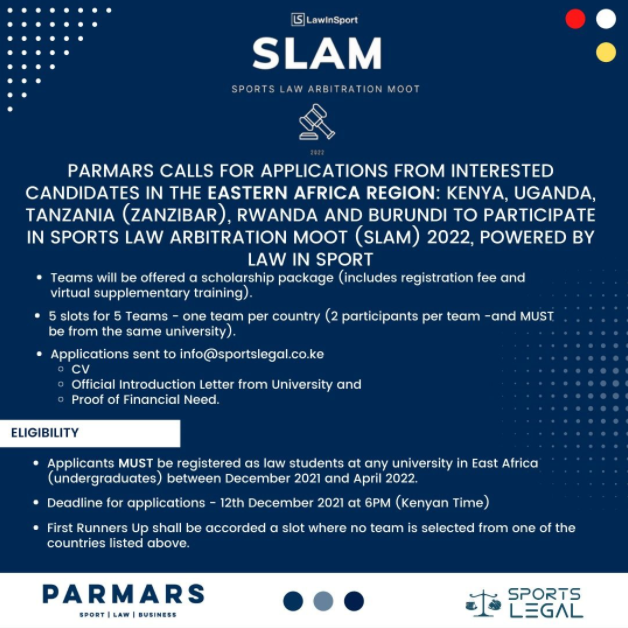 LawInSports Sports Law Arbitration Moot (SLAM) 2022 for East African Students