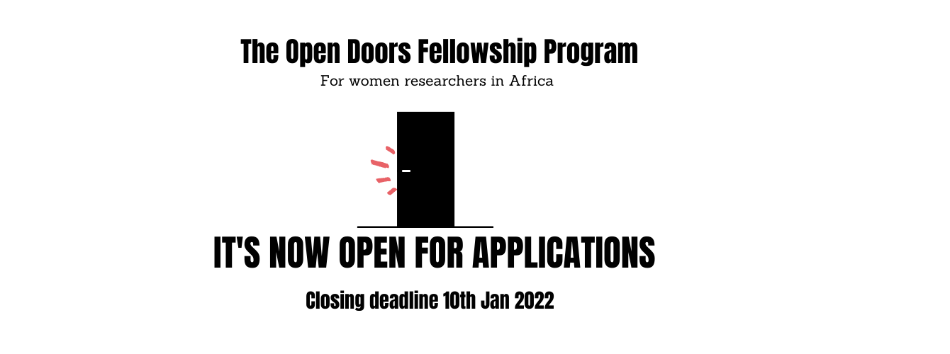 Deadline Extended: Open Doors Fellowship Program 2022 for women researchers in Africa