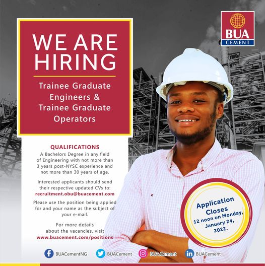 BUA Group Graduate Trainee Program 2022 for Nigerians