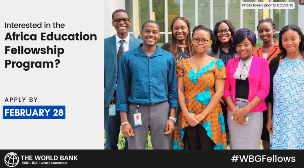 World Bank Africa Education Fellowship Program 2022 for Young African Professionals