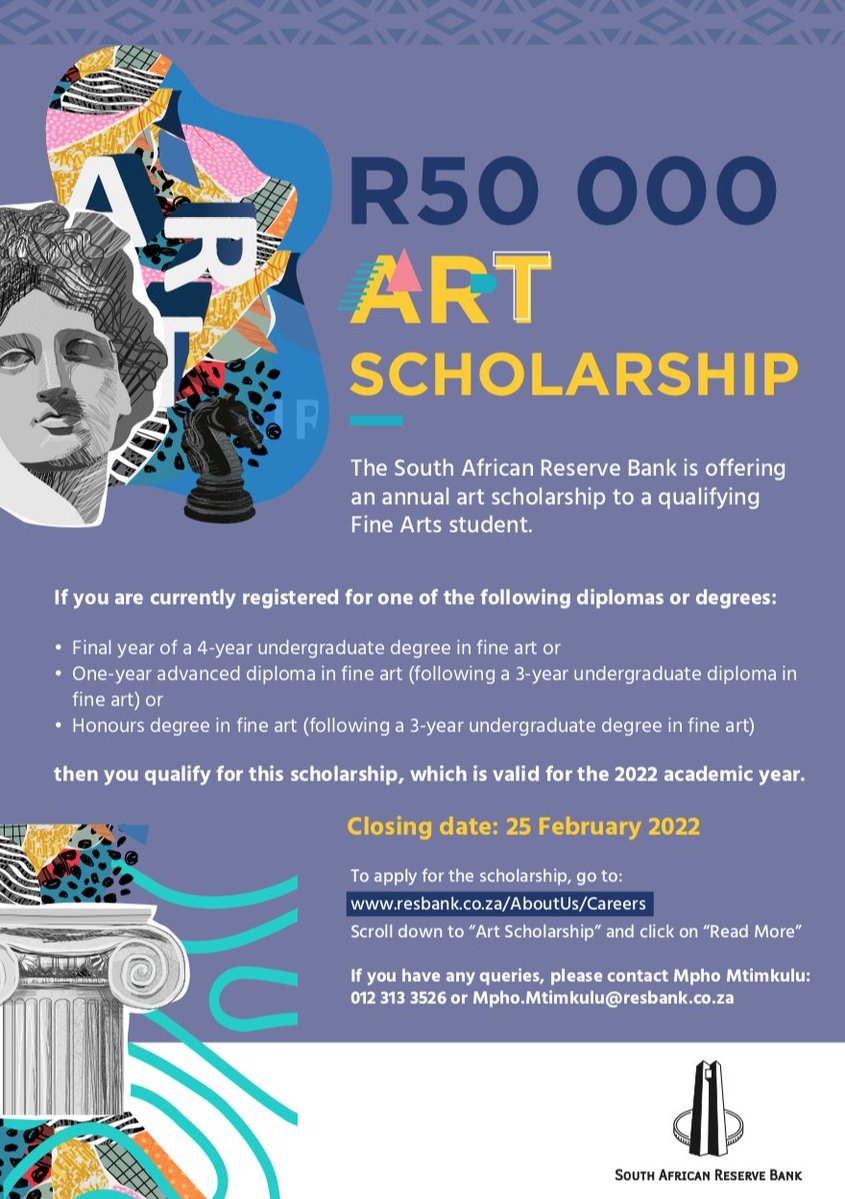 South African Reserve Bank Art Scholarship 2022 for South African Students￼