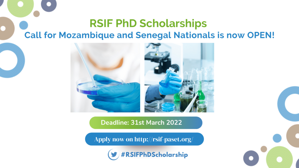 RSIF PhD Scholarships 2022/2023 for Mozambique and Senegal Nationals