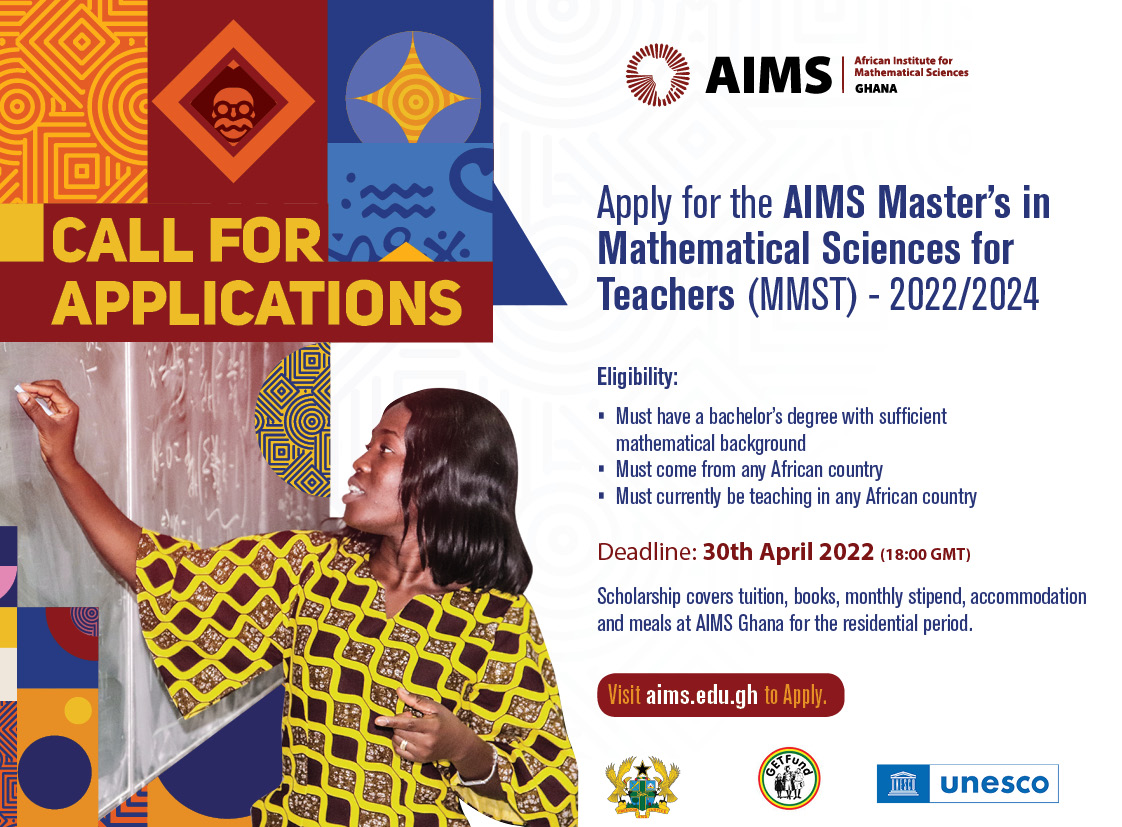 AIMS Master’s Scholarships in Mathematical Sciences for Teachers (MMST