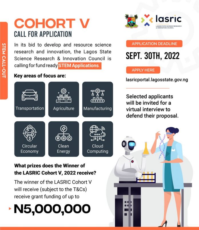 Call for Applications: Lagos State Science Research and Innovation Council (up to N5 Million Funding) 2022