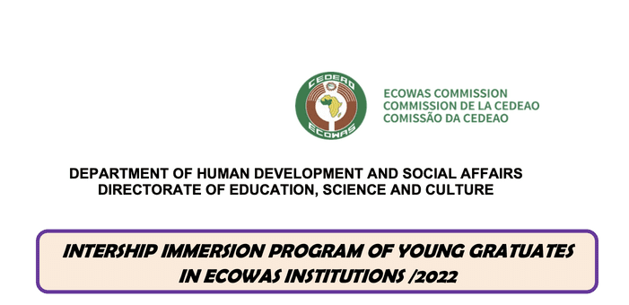 ECOWAS Internship Immersion Program of Young Graduates in ECOWAS Institutions 2022