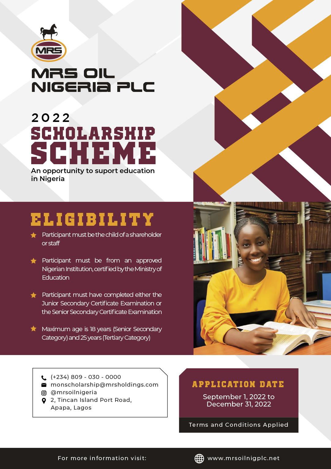 MRS Oil Nigeria Plc Scholarship Scheme 2022 for Nigerian Students