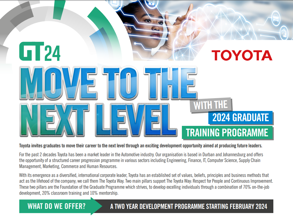 Toyota SA Graduate Trainee Program 2023 for Unemployed South Africans