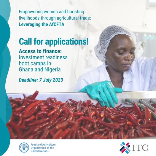 FAO-ITC EWAT Programme 2023: Call for Applications – Investment Readiness Bootcamps in Ghana & Nigeria