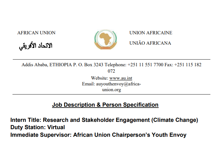 Kickstart Your Career with African Union Office of the Youth Envoy (AU-OYE) Internships 2024 for Young Africans