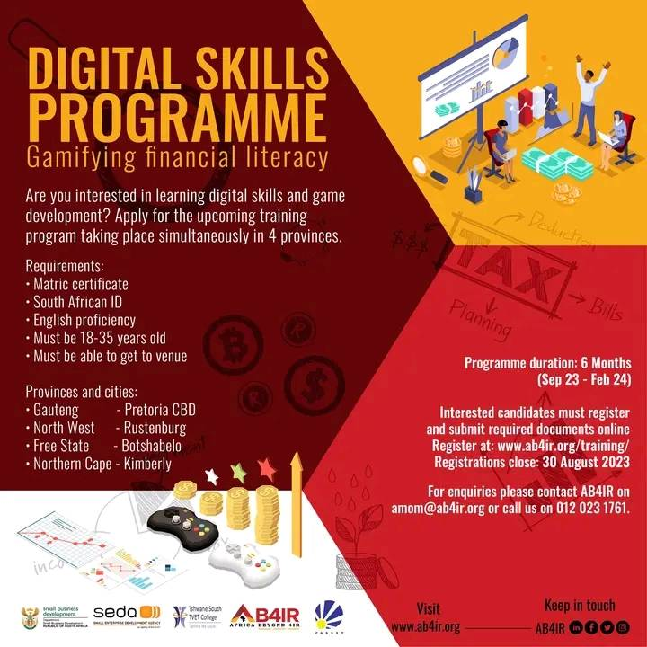 NYDA Africa Beyond 4IR(AB4IR) Digital Skills Programme 2024 for Unemployed South Africans