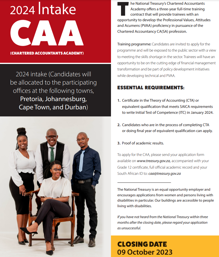 South African National Treasury CAA Training 2024 – Chartered Accountants Academy