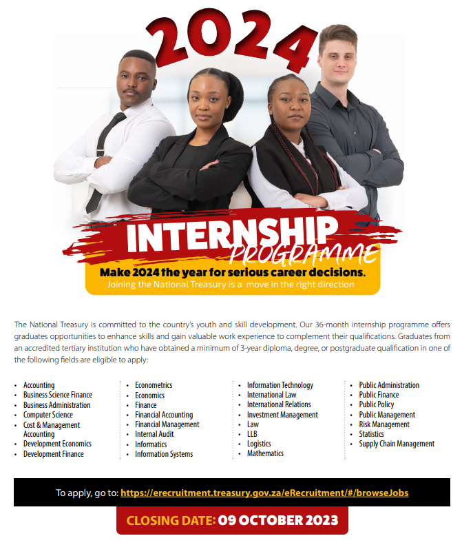 South African National Treasury Internship 2024 for Graduate South Africans