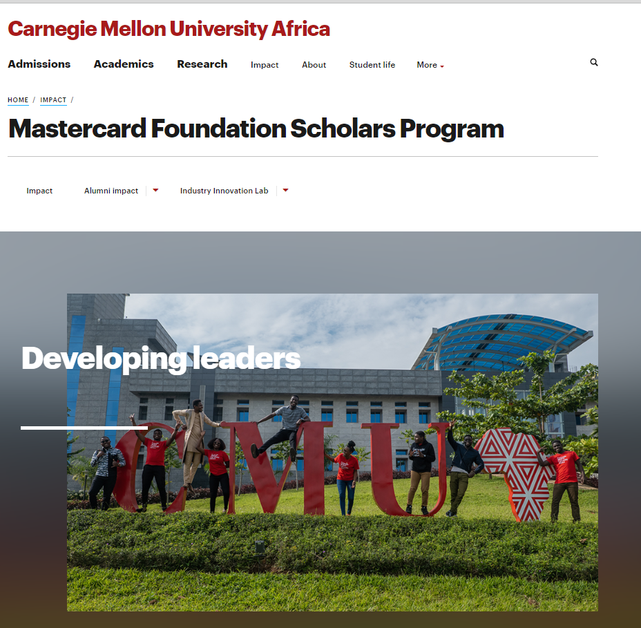 Carnegie Mellon University Africa Mastercard Foundation Scholars ...