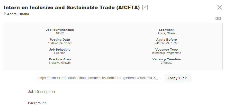 UNDP AfCFTA Internship on Inclusive and Sustainable Trade 2024 for Graduate Africans