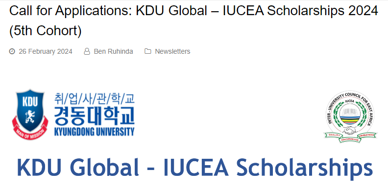 IUCEA-KDU Undergraduate Scholarships 2024/2025 for East African Students to Study at Kyungdong University, South Korea